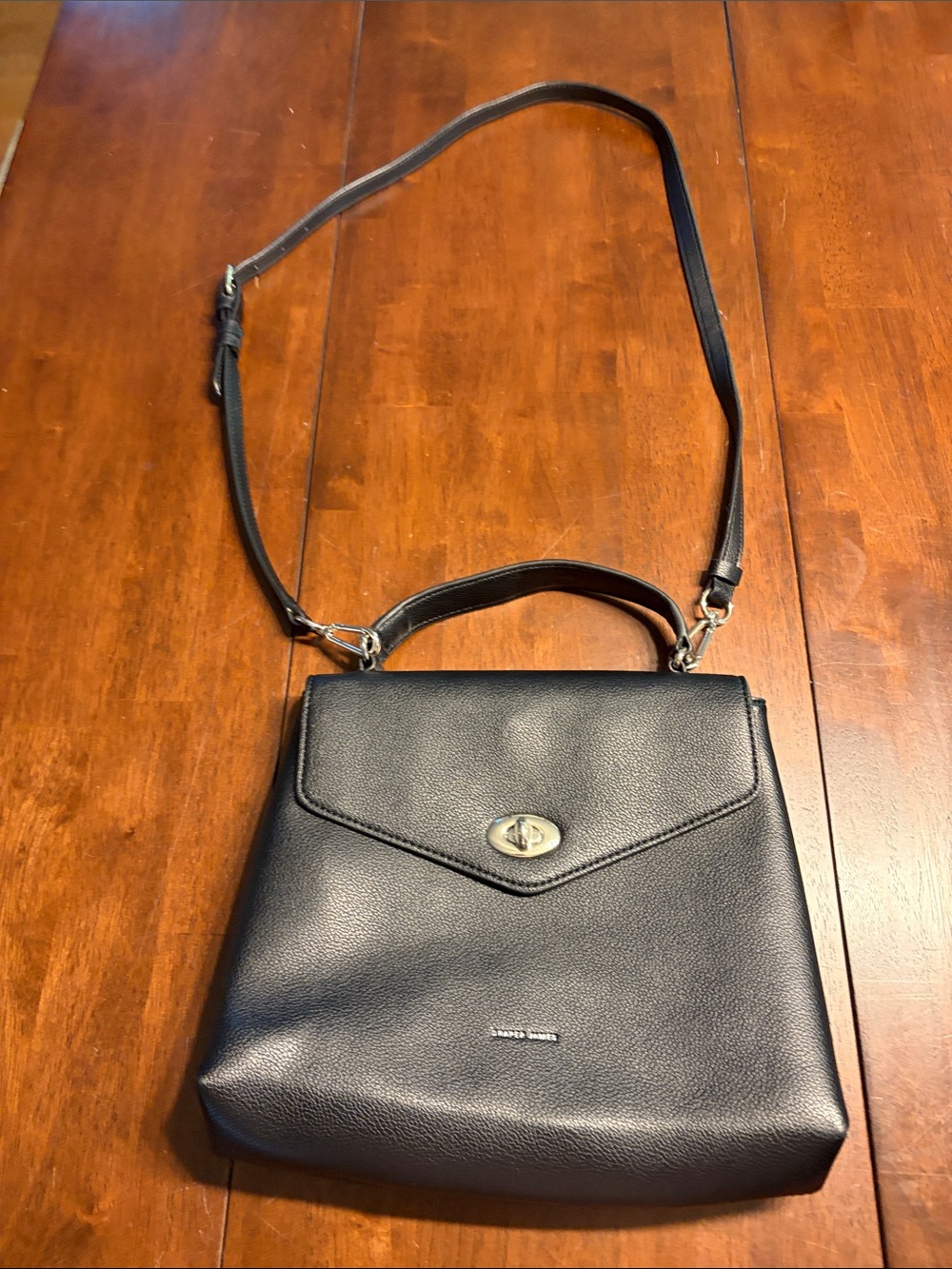 Draper James Black Leather Crossbody Top-Handle Bag